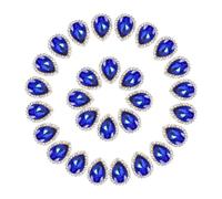 PATIKIL 0.5" Pedrería para Coser, 50 Piezas de Cristales en Forma de Lágrima, Piedras Preciosas de Cristal con Parte Trasera de Metal para Manualidades, Zapatos, Ropa, Azul Oscuro