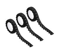 PATIKIL 0.6" Ancho 2 Yardas Autoadhesivo Encaje Cinta Encaje Cinta, 3uds Algodón Encaje Pegatinas Enmascaramiento Decorativo para Artesanía Recortes Álbum DIY Tarjetas, Negro
