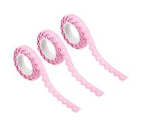 PATIKIL 0.6" Ancho 2 Yardas Autoadhesivo Encaje Cinta Encaje Cinta, 3uds Algodón Encaje Pegatinas Enmascaramiento Decorativo para Artesanía Recortes Álbum DIY Tarjetas, Claro Rosa