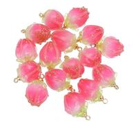 PATIKIL 0.6x0.4" Perlas de Flores, 16 Piezas de Perlas de Brote de Flores de Acrílico Mini Rosa para Pulseras, Pendientes, Collares, Fabricación de Joyas y Manualidades DIY, Rojo Rosa