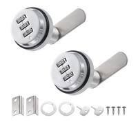 PATIKIL 1-1/8" Cerradura de Combinación, 2 Piezas Cerraduras de Archivo con Combinación de Contraseña Cerraduras de Gabinete Cromado de 0.6-1" de Grosor, Archivador de Correo, Plata