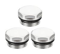PATIKIL 1/2" BSP Macho Rosca Manual Radiador Aire Ventilación Tapón Válvula, 3 Paquete Níquel Chapado Latón Tapones para Radiador Calefacción, Plata Blanco