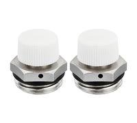 PATIKIL 1/2" BSP Macho Rosca Manual Radiador Aire Ventilación Válvulas, 2 Paquete Níquel Chapado Latón Tapón Válvula No Necesita Llave para Radiador Calentador, Plata Blanco