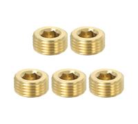PATIKIL 1/2 Pulgada Macho BSP Tubo Tapón Interno Hexagonal Rosca Enchufe, 5 Paquete Hexagonal Contrapartida Hundido Sólido Latón Tubo Tapón Accesorio Juego para Tubo Aire Tanques