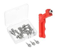 PATIKIL 1/2 Pulgada Puntas de Zapatos, Paquete de 16 Puntas de Acero Largas para Pistas de Atletismo, Repuesto de Puntas de Clavos con Llave de Punta para Salto y Carrera, Plata