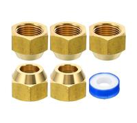 PATIKIL 1/2 Tuerca de Latón SAE Flare 5 Piezas Cobre Tubo Accesorio Con Brida de 45 Grados Latón Tubería Accesorio Con Cinta para Línea de Aire Acondicionado Agua y Gas Brillante