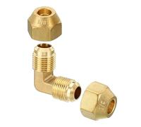 PATIKIL 1/2" x 1/2" Latón Tubo Montaje, Acampanado 90 Grados Codo Tubo Accesorio Tubería Adaptador Conector con Tuerca para Aire Acondicionado Refrigeración Plomería