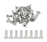 PATIKIL 1/4-20 x 7/8" Tornillos de Cabeza Plana de Zócalo, Paquete de 20 Pernos Avellanados Planos de Accionamiento Hexagonal de Acero Inoxidable 304 18-8 de Rosca Completa Grado 6.8