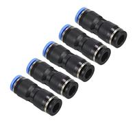 PATIKIL 1/4" a 6mm Reducción Empujar para Conectar Aire Línea Montaje, 5 Paquete Recto Unión Reductor Neumático Rápida Conexión Accesorios, Negro y Azul