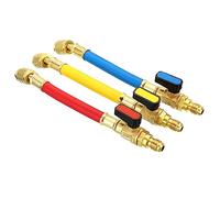 PATIKIL 1/4 SAE Refrigerante Carga Manguera con Bola Válvula Juego, 7 Pulgadas Largo 600 PSI 3000 PSI Múltiple Manómetro Manguera para Aire Acondicionador HVAC Refrigeración