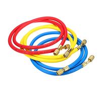 PATIKIL 1/4 SAE Refrigerante Carga Manguera Kit, 3.9 Pies 500PSI HVAC Manguera para Aire Acondicionador Múltiple Indicador Refrigeración Mantenimiento, Rojo, Amarillo, Azul