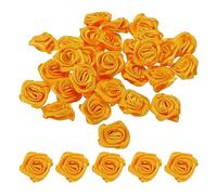 PATIKIL 1.5cm/ 0.6"Mini Rosa de Satén Artificial, 30uds Pequeñas Tela Flores Adornos Rosetas Apliques para Bricolaje Manualidades y Boda, Amarillo