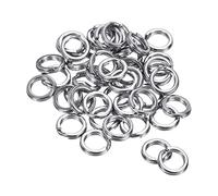 PATIKIL 1.6mm x 12mm Pesca Divididos Anillos, 50 Paquete 304 Inoxidable Acero Doble Plano Anillo Señuelo Conector para Salada Agua Dulce Agua