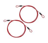 PATIKIL 1/8" Diámetro Cable de Acero Inoxidable Recubierto de Vinilo con Lazos, 2 Pcs 6.6Ft (79") Cadena de Seguridad de Cuerda de Alambre Flexible Candado de Equipaje, Rojo
