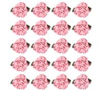 PATIKIL 1" Cintas Flores Lazos para Manualidades, 20pcs Mini Rosas de Satén Flores Pequeñas Cabezas de Flores de Tela DIY Apliques de Costura para Regalo Boda Novia Adorno, Rosa Claro