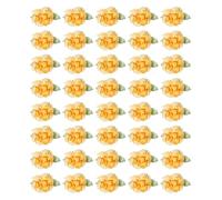 PATIKIL 1" Cintas Flores Lazos para Manualidades, 40pcs Mini Rosas de Satén Flores Pequeñas Cabezas de Flores de Tela DIY Apliques de Costura para Regalo Boda, Amarillo Brillante/Amarillo