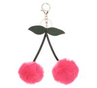 PATIKIL 1 llavero de pompón, llavero esponjoso, llavero con bolita de pelo, charm de cereza para bolsos (pelo de conejo artificial) para mochilas de niñas/llaves/regalo, rojo claro