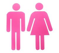PATIKIL 1 Par Adhesivos Señales Baño, WC Cartel Señal Hombre y Mujer Acrílico Placa de Puerta Aseo Fácil de Aplicar para Cafetería Restaurante Hotel,67mm Ancho, Rosa