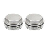 PATIKIL 1 Pulgada BSP Macho Rosca En Blanco Tapa Manual Radiador Aire Ventilación Tapón Válvula, 2 Paquete Níquel Chapado Latón Tapones para Radiador Calefacción, Plata