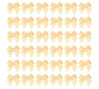 PATIKIL 1 Pulgada Mini Lazo de Cinta 100 Pzas Lazos de Flores de Cinta de Satén para Manualidades DIY Costura Decoración de Boda Fiesta, Dorado