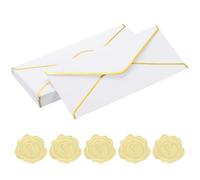 PATIKIL #10 150GSM Sobres Bonitos Para Correspondencia Empresarial, 24Pcs 4.1 x 9.5" Sobres Tamaño Carta Autoadhesivos Con Borde Dorado Y Pegatinas Para Tarjetas Y Bodas, Blanco