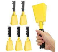 PATIKIL 10" Cencerros Partidos Fútbol, 6Pcs Cencerros Para Eventos Deportivos Por Mayor Hacedores Ruido Cencerro Metálico Con Asa Para Animación Competencia Boda DIY, Amarillo