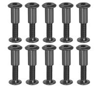 PATIKIL 10 kit Tornillo de Conexión, M6*20mm Postes de Tornillo de Unión Hexagonal Tornillos Chicago de Encuadernación Acero al Carbono Manguito para Muebles Cinturón Armario, Negro