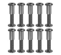 PATIKIL 10 kit Tornillo de Conexión, M8*25mm Postes de Tornillo de Unión Hexagonal Tornillos Chicago de Encuadernación Acero al Carbono Manguito para Muebles Cinturón Armario, Negro