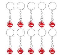 PATIKIL 10 Pcs Llavero De Dados De La Suerte, Encanto De Dados Mini Cubo 3D Cuadrado De Resina Para Bolso, Cartera, Monedero, Auto, Accesorios Para Celular, Rojo