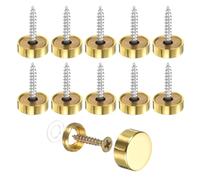 PATIKIL 10 Pcs Tapas Para Tornillos 14 Mm 304 Acero Inoxidable Espejo Tornillos Fijadores Tornillos Espejo Tapas Decorativas Para Clavos Señalización Publicidad Herrajes Dorado