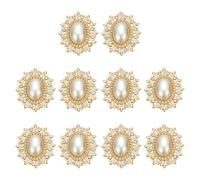 PATIKIL 10 Piezas De Botones De Estrás Perla Brillante | Estrás Planos Para Coser Con Base De Metal Y Gemas De Espejo, Para Decoración De Ropa Zapatos Sombreros Bolsos