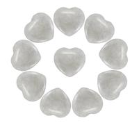 PATIKIL 10 Piezas De Piedra De Cristal En Forma De Corazón Natural, Mini Gema De Amor Pulida De 1 Pulgada Y 1/4" De Grosor, Piedras De La Ansiedad Grabadas, Labradorita Gris