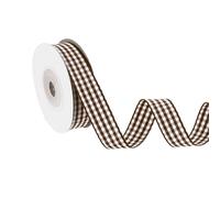 PATIKIL 10 Yard X 5/8 Inch Cinta De Cuadros, Cinta De Tela Escocesa De Nylon A Cuadros Para Lazos De Acción De Gracias Manualidades Coronas Cumpleaños Bodas, Marrón