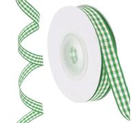 PATIKIL 10 Yardas x 0.4" Cinta de Cuadros tela rayada, Cintas de Regalo Verdes Y Blancas para Arcos de Acción de Gracias, Coronas, Manualidades, Cumpleaños Y Bodas