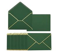 PATIKIL 100 Paquete A7 Sobres 5 x 7 Tarjeta Sobres V Solapa Sobres con Oro Borde para Oficina, Boda Regalo Tarjetas, Invitaciones, Graduación (Oscuro Verde)