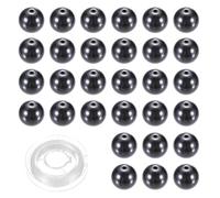 PATIKIL 100 pcs De Cuentas De Hematita Negra 10mm Cuentas De Piedra Natural Sueltas Redondas De Piedra Preciosa Espaciador De Piedra Auténtica Con Cordón Para Hacer Joyería DIY