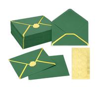 PATIKIL 100 Sobres A7, Sobres De 5 X 7" Con Borde Dorado Para Invitaciones De Boda, Fiestas, Saludos, Graduación, Cumpleaños Y Oficina, Verde Oscuro