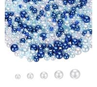 PATIKIL 1000 pcs De Perlas Falsas Sin Agujeros 3mm 4mm 5mm 6mm 8mm Mini Perlas Redondas Para Manualidades Joyería Decoración De Uñas Relleno De Floreross De Cumpleaños Y Bodas Azul/Blanco