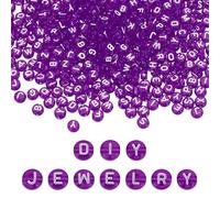 PATIKIL 1000 Piezas de Abalorios de Letras, Abalorios de Acrílico de 4x7mm para Pulseras de la Amistad, Kit DIY para Hacer Pulseras de Joyería, Color Morado