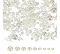 PATIKIL 1000 Piezas De Perlas Y Estrás Mezclados, 2-10mm Tamaños Mezclados ABS Estrás Planos Perlas Para Manualidades Fabricación De Joyería Arte De Uñas DIY, Beige AB