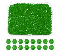 PATIKIL 1000Pcs Cuentas de Cristal Bicónicas, 4mm Cuentas de Cristal de Vidrio Bicónicas Facetadas, con Caja, para Hacer Joyas, Pulseras, Collares, Pendientes, Manualidades, Verde Hierba