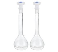 PATIKIL 100ml Aforado Matraz, 2uds 3,3 Borosilicato Vidrio Graduado Aforado Matraz Medidor con Tapón Tapa Tolerancia 0,1ml para Laboratorio Experimento, Transparente