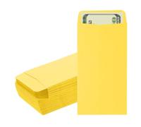 PATIKIL 100pcs Sobres para Dinero, Sobre Autoadhesivo de Efectivo Pequeña Bolsa para Sellos Monedas Semillas Cuentas Joyas Boletos Tarjetas Presupuesto Carta, 16.5x9cm, Amarillo