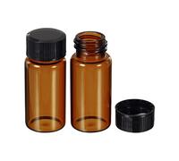 PATIKIL 10mL Reactivo Medios Botella, 12 Paquete Redondo Vidrio Almacenamiento Botellas Plástico Roscada Tapa para Laboratorio Hogar, Marrón