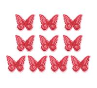 PATIKIL 10Pcs Apliques de Mariposa de Encaje Bordado, 2"x2.4" Aplique de Mariposa para Coser O Planchar con Doble Capa de Organza para Ropa Vestidos de Boda Ropa DIY, Rojo Vino