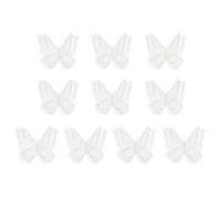 PATIKIL 10Pcs Apliques de Mariposa de Encaje Bordado, 2"x2.4" Aplique de Mariposa para Coser O Planchar con Doble Capa de Organza para Ropa Vestidos de Boda Ropa DIY, Blanco