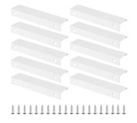PATIKIL 10Pcs Tiradores de Borde de Dedo, 120mm Tiradores de Borde para Gabinetes, Armario, Cajones, Manijas de Aleación de Aluminio con Tornillos, Blanco