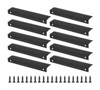 PATIKIL 10Pcs Tiradores de Borde de Dedo, 150mm Tiradores de Borde para Gabinetes, Armario, Cajones, Manijas de Aleación de Aluminio con Tornillos, Negro