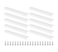 PATIKIL 10Pcs Tiradores de Borde de Dedo, 200mm Tiradores de Borde para Gabinetes, Armario, Cajones, Manijas de Aleación de Aluminio con Tornillos, Blanco