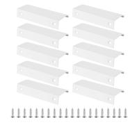 PATIKIL 10Pcs Tiradores de Borde de Dedo, 80mm Tiradores de Borde para Gabinetes, Armario, Cajones, Manijas de Aleación de Aluminio con Tornillos, Blanco
